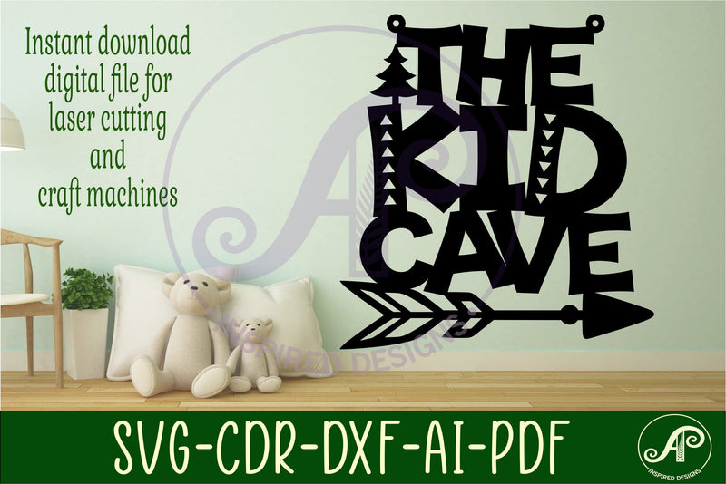 Kid cave sign svg laser cut file - So Fontsy