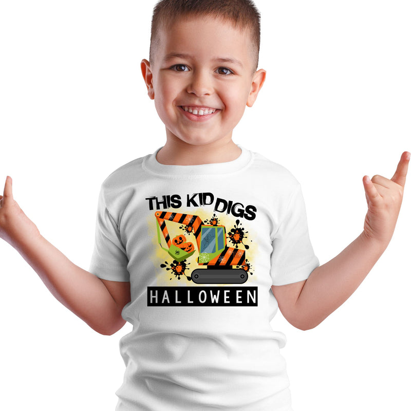Kid Digs Halloween PNG | Construction Truck Design | Children's Halloween Sublimation Sublimation So Fontsy Design Shop 