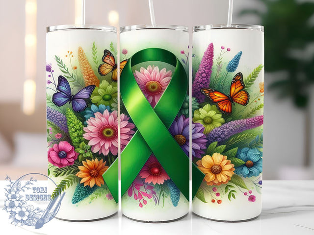 Kidney Awareness Tumbler, Green Ribbon Design, 20oz Sublimation Wrap, Kidney Disease Support, Health Awareness Drinkware, Medical Awareness Gift, Organ Donation Tumbler Sublimation ToriDesigns 