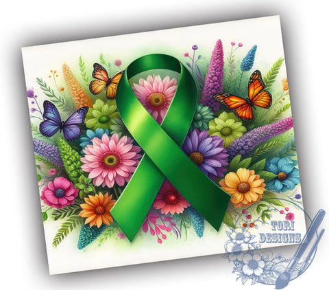 Kidney Awareness Tumbler, Green Ribbon Design, 20oz Sublimation Wrap, Kidney Disease Support, Health Awareness Drinkware, Medical Awareness Gift, Organ Donation Tumbler Sublimation ToriDesigns 