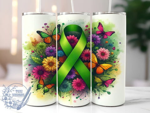 Kidney Awareness Tumbler, Green Ribbon Design, 20oz Sublimation Wrap, Kidney Disease Support, Health Awareness Drinkware, Medical Awareness Gift, Organ Donation Tumbler Sublimation ToriDesigns 