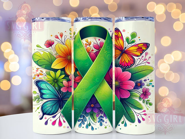 Kidney Awareness Tumbler, Green Ribbon Design, 20oz Tumbler PNG, Kidney Disease Gift, Health Awareness Decor, Support Kidney Health, Medical Awareness Tumbler, Sublimation Drinkware Sublimation SvggirlplusArt 