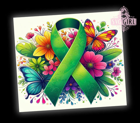 Kidney Awareness Tumbler, Green Ribbon Design, 20oz Tumbler PNG, Kidney Disease Gift, Health Awareness Decor, Support Kidney Health, Medical Awareness Tumbler, Sublimation Drinkware Sublimation SvggirlplusArt 