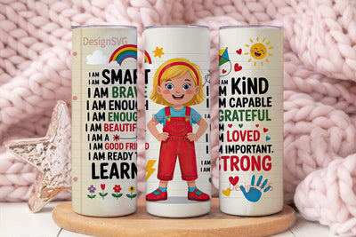 Kids Affirmations Tumbler Wrap Sublimation DesignSVG 