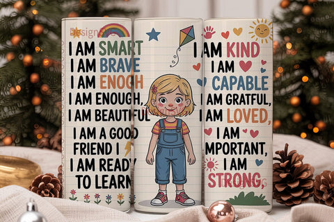 Kids Affirmations Tumbler Wrap Sublimation DesignSVG 