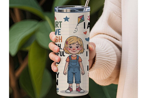 Kids Affirmations Tumbler Wrap Sublimation DesignSVG 