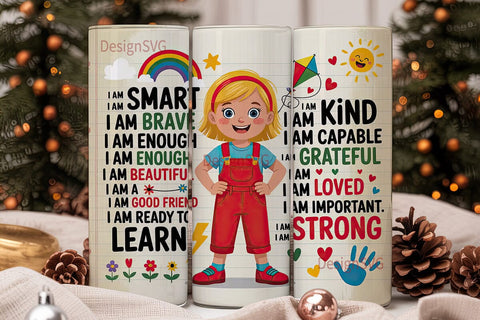 Kids Affirmations Tumbler Wrap Sublimation DesignSVG 