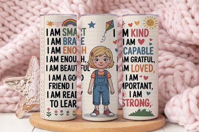 Kids Affirmations Tumbler Wrap Sublimation DesignSVG 