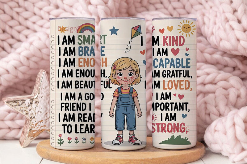 Kids Affirmations Tumbler Wrap Sublimation DesignSVG 