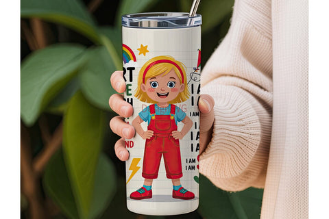 Kids Affirmations Tumbler Wrap Sublimation DesignSVG 