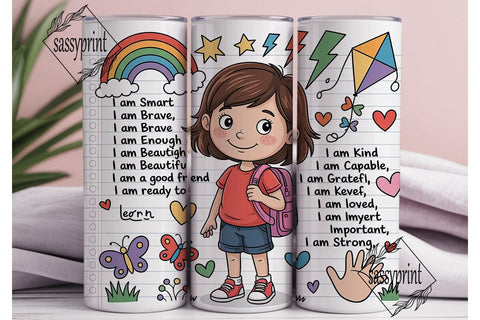 Kids Affirmations Tumbler Wrap Sublimation sassyprint 