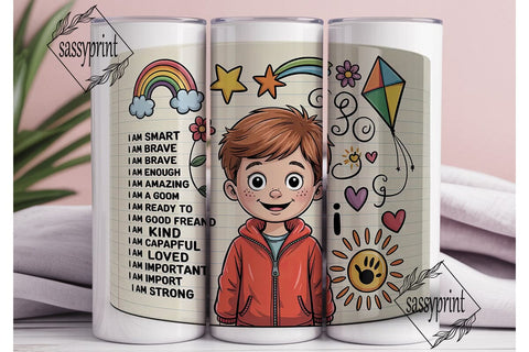 Kids Affirmations Tumbler Wrap Sublimation sassyprint 