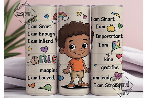 Kids Affirmations Tumbler Wrap Sublimation sassyprint 