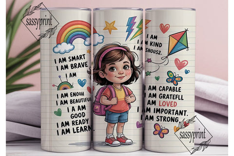 Kids Affirmations Tumbler Wrap Sublimation sassyprint 