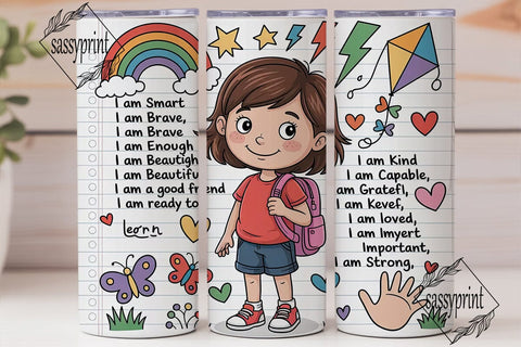 Kids Affirmations Tumbler Wrap Sublimation sassyprint 