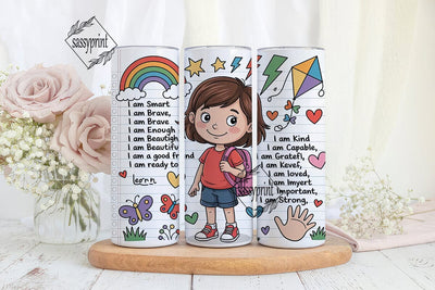 Kids Affirmations Tumbler Wrap Sublimation sassyprint 