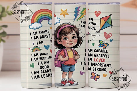 Kids Affirmations Tumbler Wrap Sublimation sassyprint 