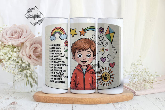 Kids Affirmations Tumbler Wrap Sublimation sassyprint 