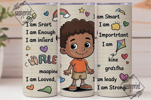Kids Affirmations Tumbler Wrap Sublimation sassyprint 