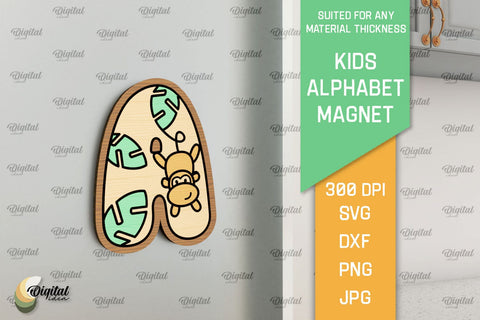 Kids Alphabet Magnets Laser Cut Bundle. Educational Toy SVG SVG Evgenyia Guschina 