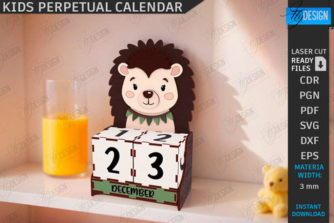 Kids Block Calendar Laser Cut Bundle | Child Room Décor | Kids Design | Calendar with Blocks | Two Number Blocks | Calendar with Cubes | Desktop Calendar | CNC Files SVG Fly Design 