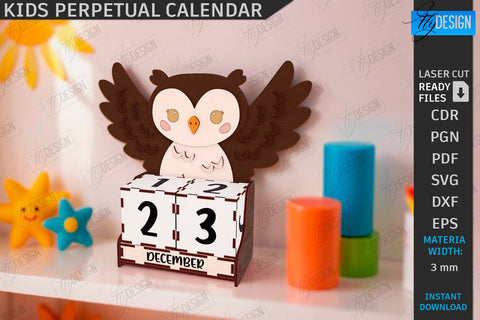 Kids Block Calendar Laser Cut Bundle | Child Room Décor | Kids Design | Calendar with Blocks | Two Number Blocks | Calendar with Cubes | Desktop Calendar | CNC Files SVG Fly Design 
