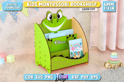 Kids Bookshelf Laser Cut | Book Tray | Child Design | Desktop Organizer | Book Holder | CNC File SVG The T Store Design 