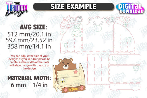 Kids Bookshelf Laser Cut | Book Tray | Child Design | Desktop Organizer | Book Holder | CNC File SVG The T Store Design 