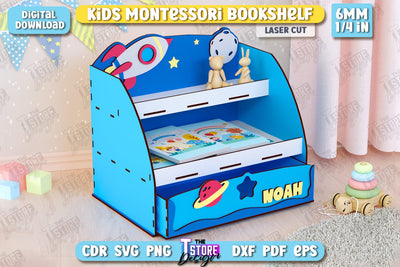 Kids Bookshelf Laser Cut | Book Tray | Child Design | Desktop Organizer | Book Holder | CNC File SVG The T Store Design 