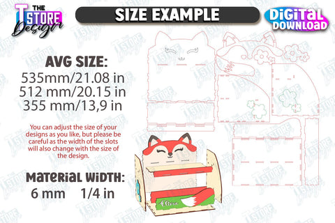 Kids Bookshelf Laser Cut | Book Tray | Child Design | Desktop Organizer | Book Holder | CNC File SVG The T Store Design 