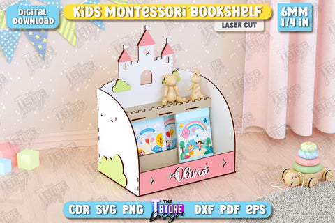 Kids Bookshelf Laser Cut Bundle | Book Tray | Child Design | Desktop Organizer | Book Holder | CNC Files SVG The T Store Design 