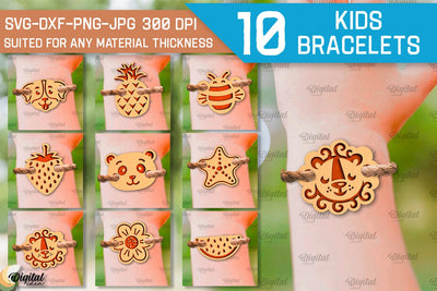 Kids Bracelets Laser Cut Bundle. Children Bracelets SVG SVG Evgenyia Guschina 