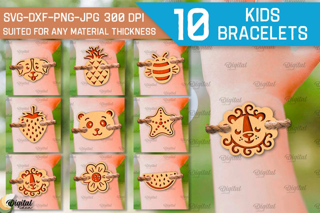 Kids Bracelets Laser Cut Bundle. Children Bracelets SVG SVG Evgenyia Guschina 