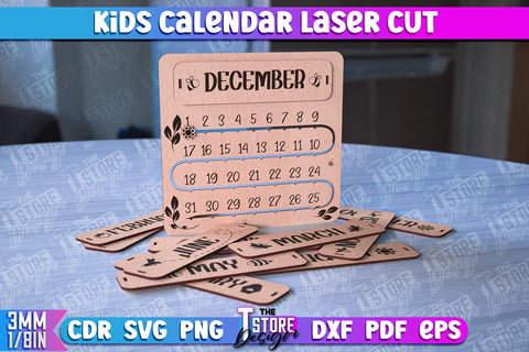 Kids Calendar Laser Cut | Calendar Laser Cut Design | CNC Files SVG The T Store Design 