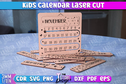 Kids Calendar Laser Cut | Calendar Laser Cut Design | CNC Files SVG The T Store Design 