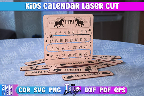 Kids Calendar Laser Cut | Calendar Laser Cut Design | CNC Files SVG The T Store Design 