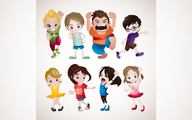 kids can have fun making different facial expressions in this multicultural cartoon collection, featuring children in various positions. SVG naemmiah021 