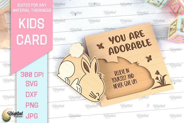 Kids Card SVG. Personalized Greeting Card Laser Cut SVG Evgenyia Guschina 