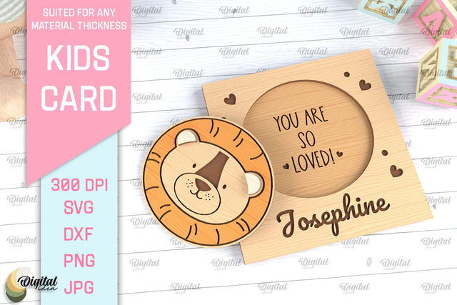 Kids Card SVG. Personalized Greeting Card Laser Cut SVG Evgenyia Guschina 