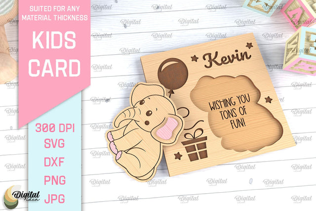 Kids Card SVG. Personalized Greeting Card Laser Cut SVG Evgenyia Guschina 