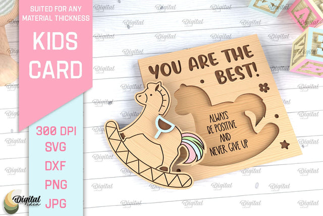 Kids Card SVG. Personalized Greeting Card Laser Cut SVG Evgenyia Guschina 