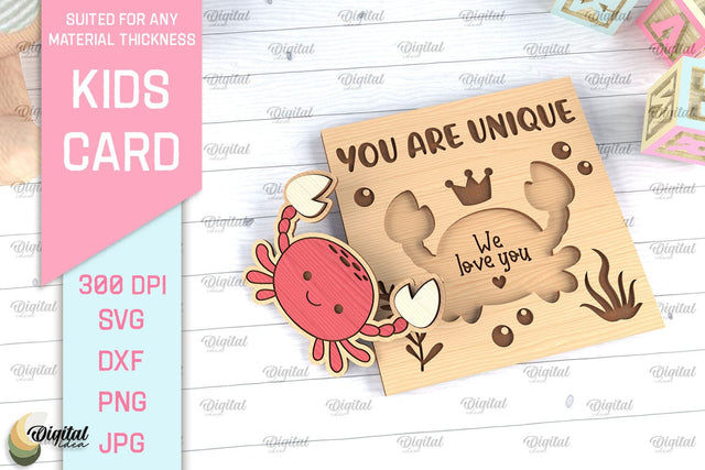 Kids Card SVG. Personalized Greeting Card Laser Cut SVG Evgenyia Guschina 