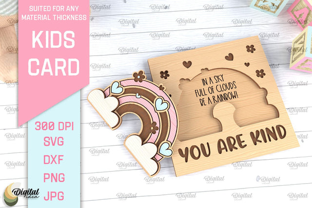 Kids Card SVG. Personalized Greeting Card Laser Cut SVG Evgenyia Guschina 