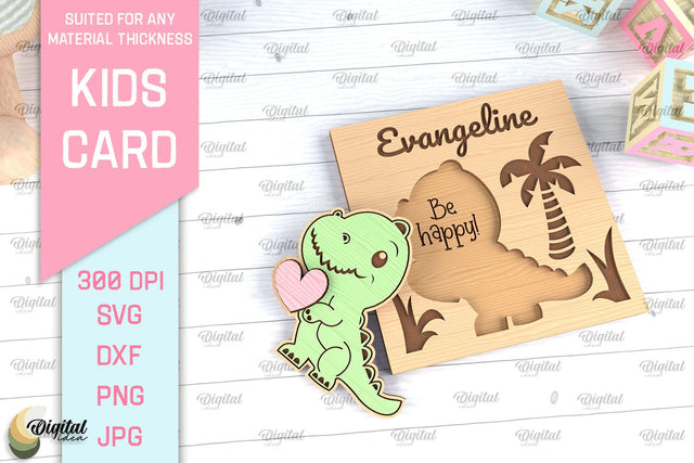 Kids Card SVG. Personalized Greeting Card Laser Cut SVG Evgenyia Guschina 