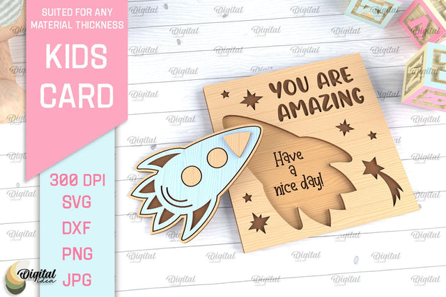 Kids Card SVG. Personalized Greeting Card Laser Cut SVG Evgenyia Guschina 