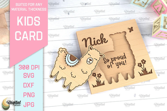 Kids Card SVG. Personalized Greeting Card Laser Cut SVG Evgenyia Guschina 