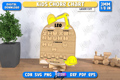 Kids Chore Chart Laser Cut | Visual Schedule Activity | Kids Routine Chart | Daily Chores Board | CNC File SVG The T Store Design 
