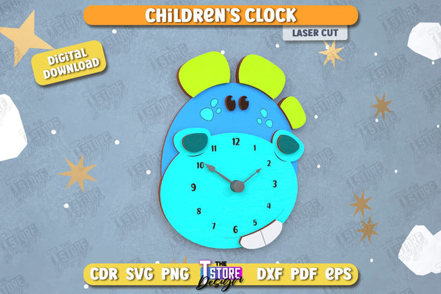 Kids Clock | Animals Shape | Nursery Wall Décor | Children's Room Interior | CNC File SVG The T Store Design 