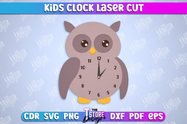 Kids Clock | Owl Shape | Nursery Wall Décor | Children's Room Interior | CNC File SVG The T Store Design 