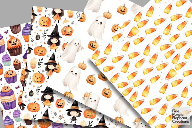 Kids Halloween Digital Paper | Trick or Treat Pattern - So Fontsy